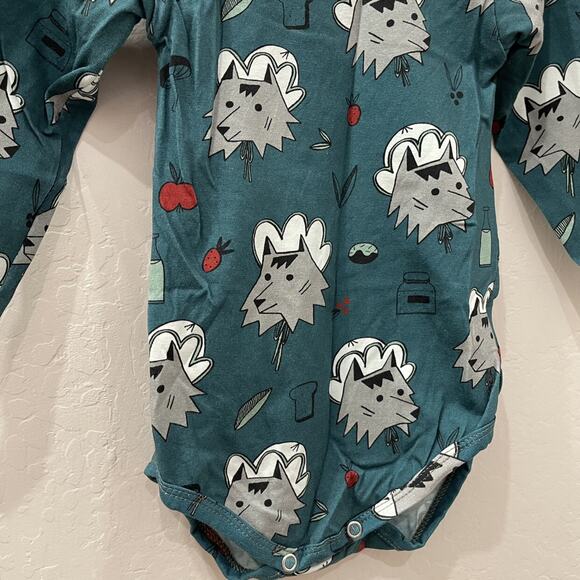 Raspberry Republic Teal Wolf Long Sleeve Bodysuit - Picture 4 of 6